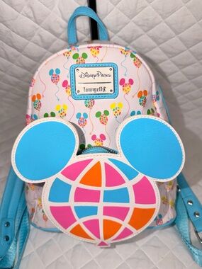 Loungefly Pink, Blue & Orange Mickey Balloon Mini Backpack